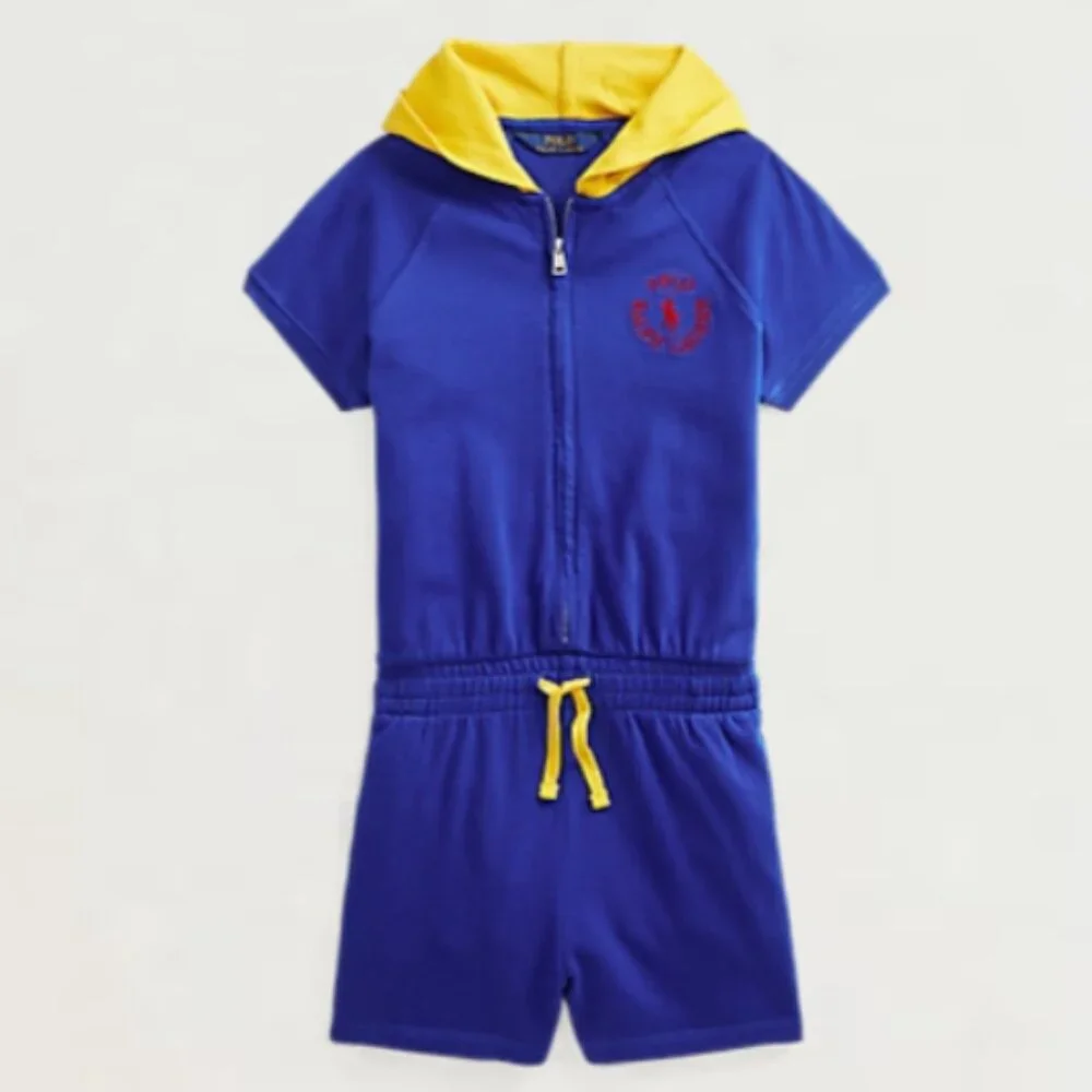 Polo Ralph Lauren Girls Spa Terry Fleece Hooded Romper L 12-14‎